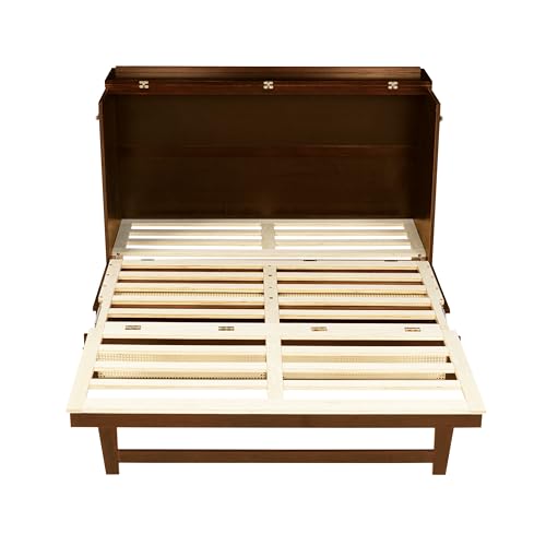 White Queen Murphy Bed with Desk and Shelves M1979