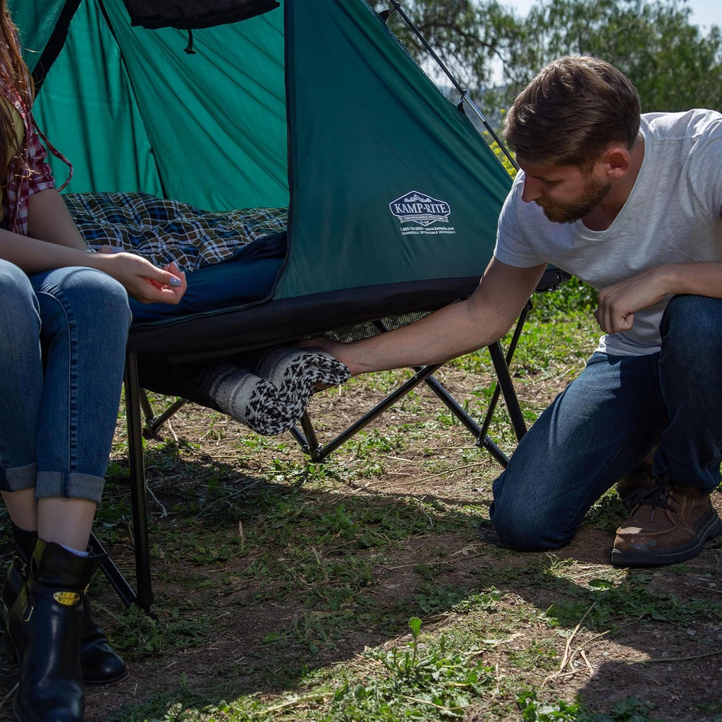 Green 2 Person Tent Cot with Rain Fly and Carry Bag K25145