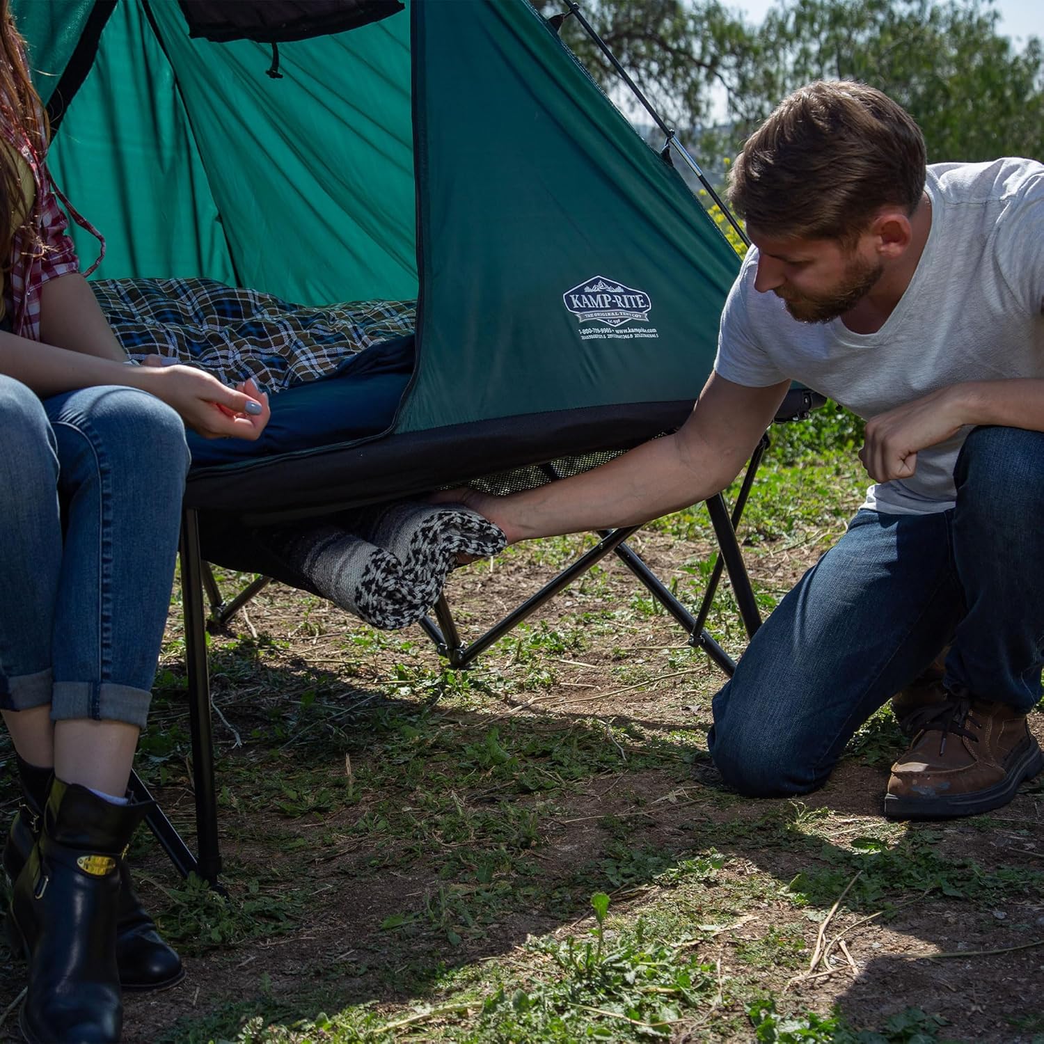 Green 2 Person Tent Cot with Rain Fly and Carry Bag K25145