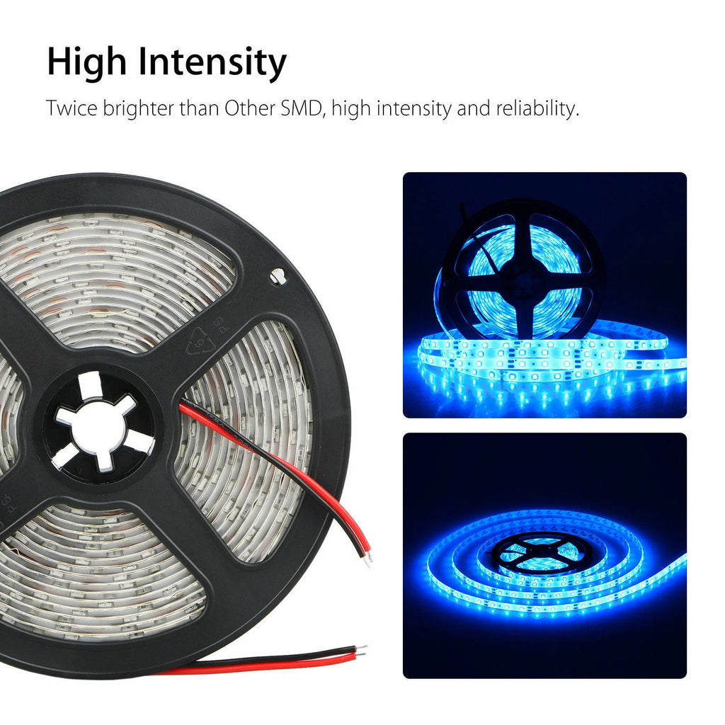 Blue 16.4ft LED Strip Lights with RF Remote 5050 6000K Q3663
