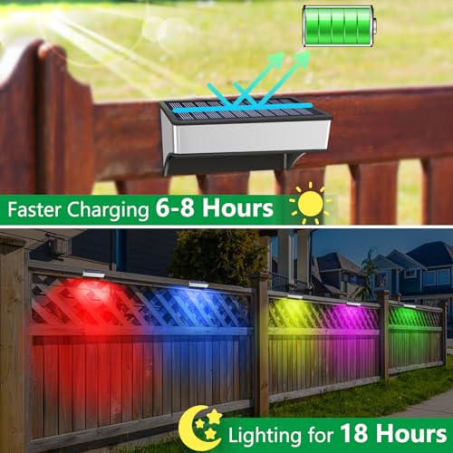 8 Pack Solar Wall Lights Outdoor 60 Lumen Waterproof Warm&Cool White RGB T178500