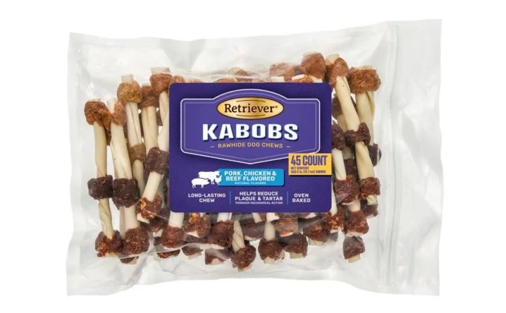 45 Count Natural Pork Chicken Beef Flavor Dog Rawhide Chews F41640