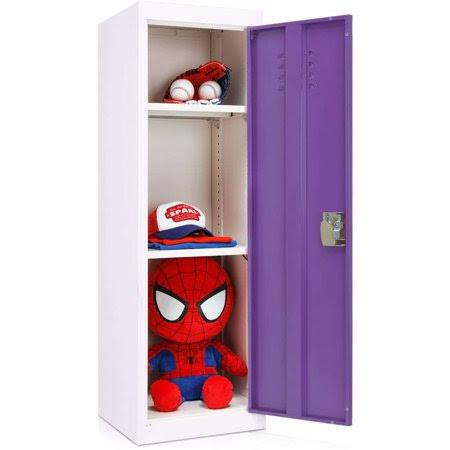 48 inch Kids Metal Storage Locker 3 Tier Steel Cabinet (Purple Door) L6273
