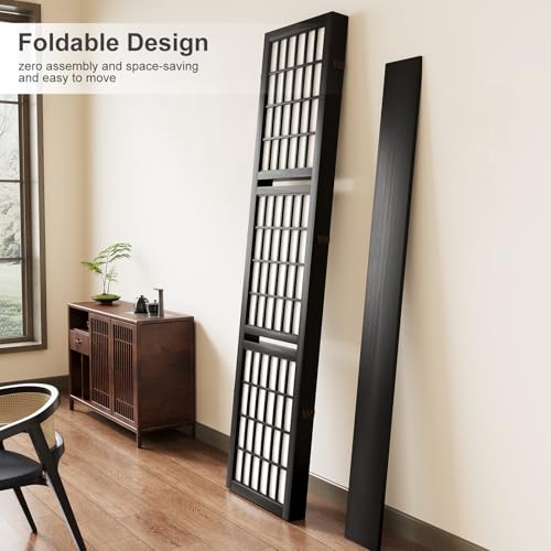 66.9Inch Tall Folding Wood Screen (4Panels, Black) Q97199