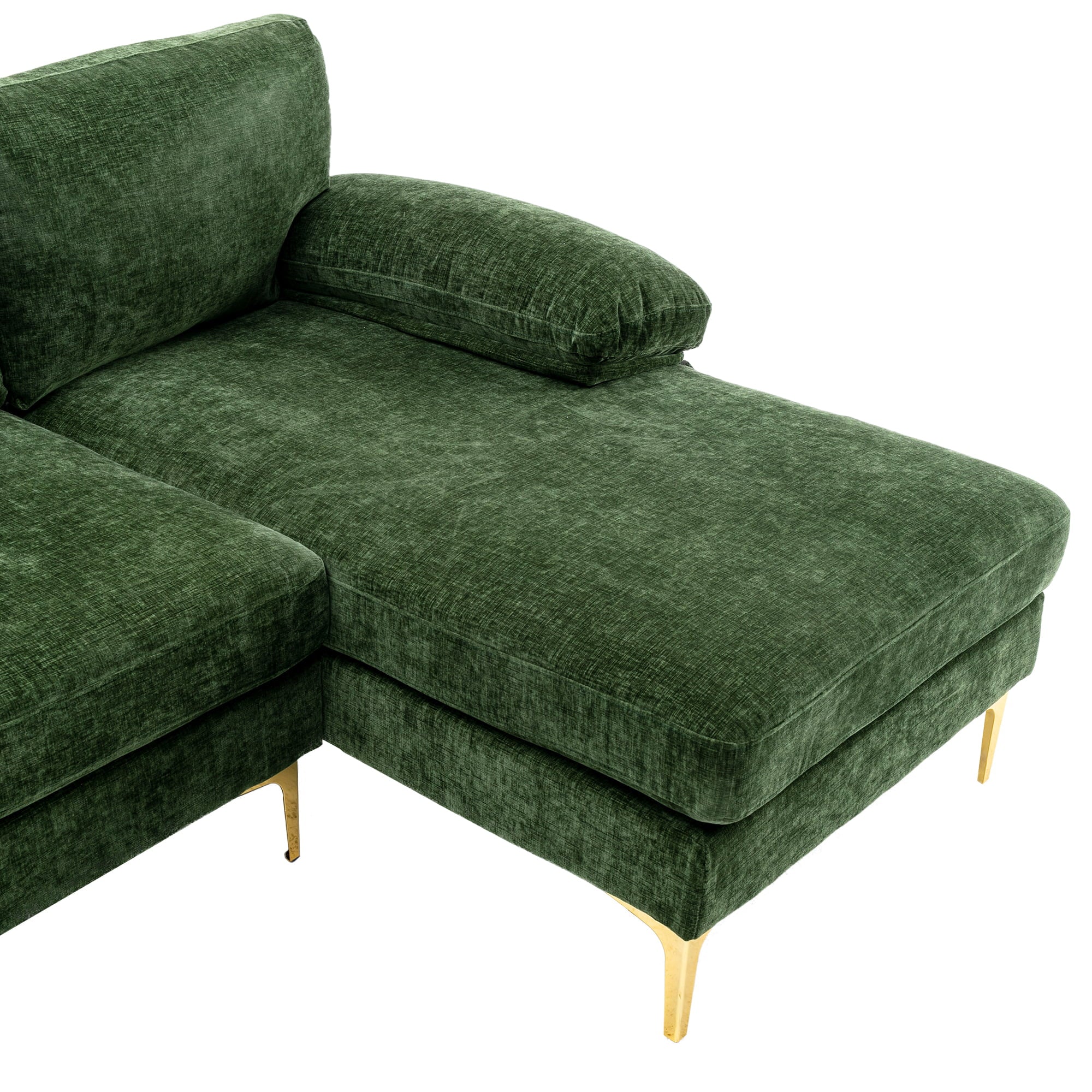 Velvet Sectional Sofa with Golden Metal Legs Y773