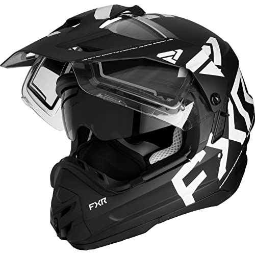 Black/White Snowmobile Helmet with Electric Shield K5552