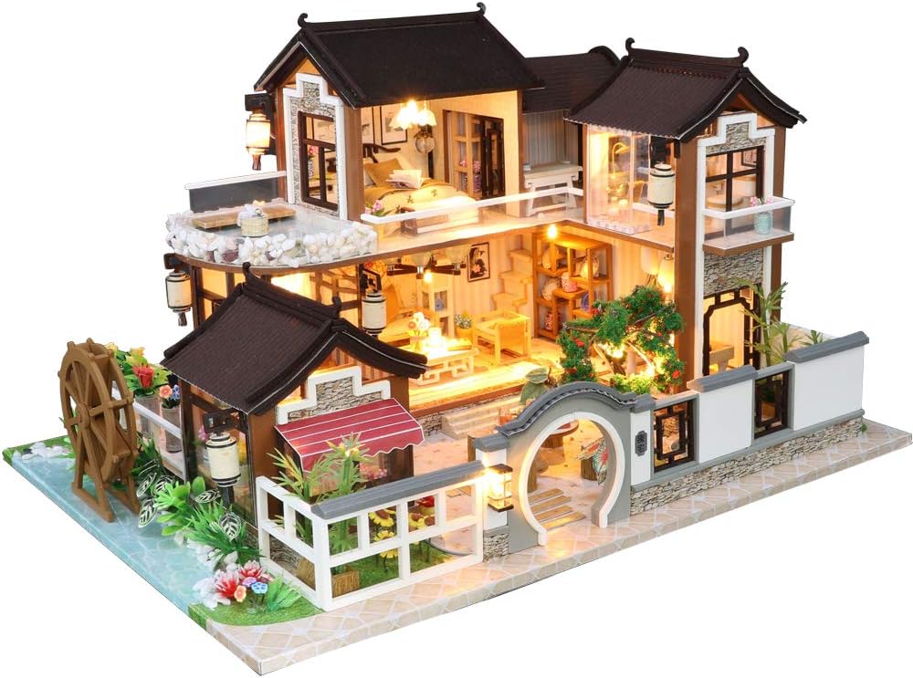 1:24 Scale Wooden Miniature Dollhouse Kit with Furniture B949