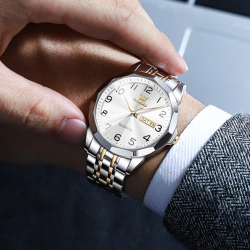 Two Tone Stainless Steel Diamond Analog Quartz Dress Wrist Watch T3386