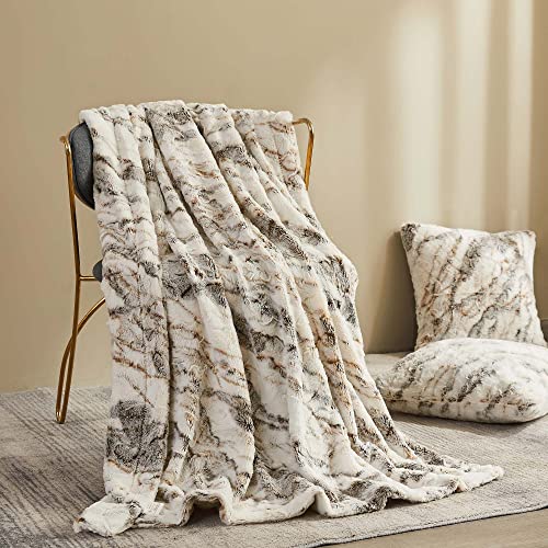 Marble Light Grey 50x60 Faux Fur Throw Blanket S4601
