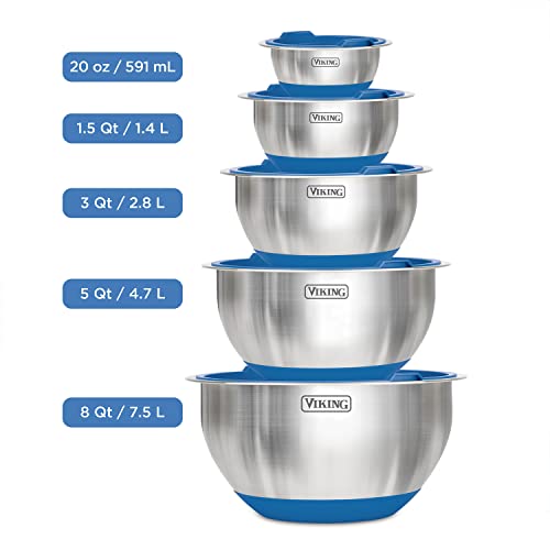 10 piece Stainless Steel Mixing Bowl Set with Silicone Base A95456