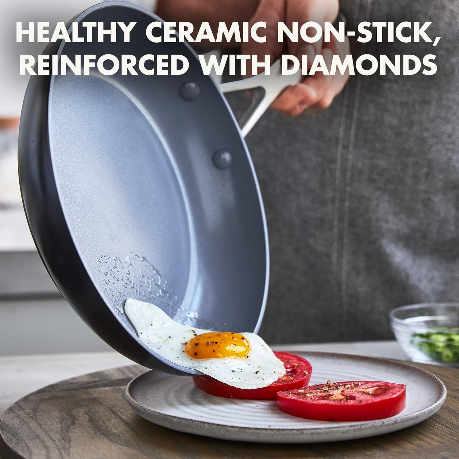 8" Hard Anodized Ceramic Nonstick Frying Pan with Glass Lid V112