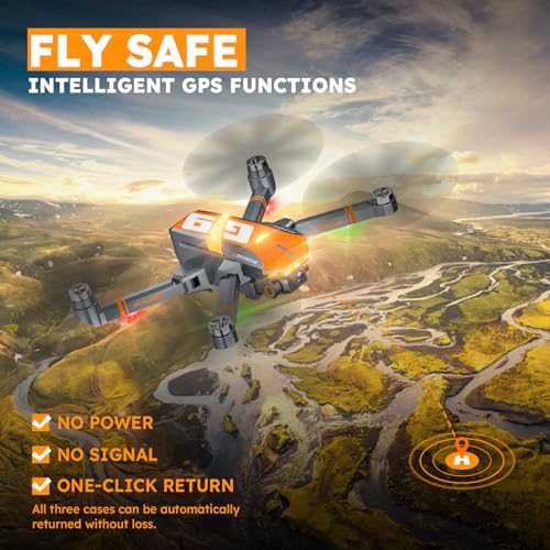 Dark Gray 4K Camera Drone with Brushless Motor, Follow Me Mode, Auto Return, Foldable RC Quadcopter B7067