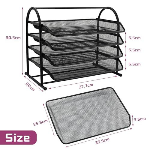 Black 5 Tier Mesh Desktop Letter Trays R647978