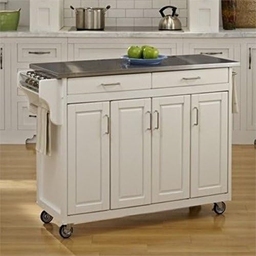 White Stainless Top Kitchen Cart K959525