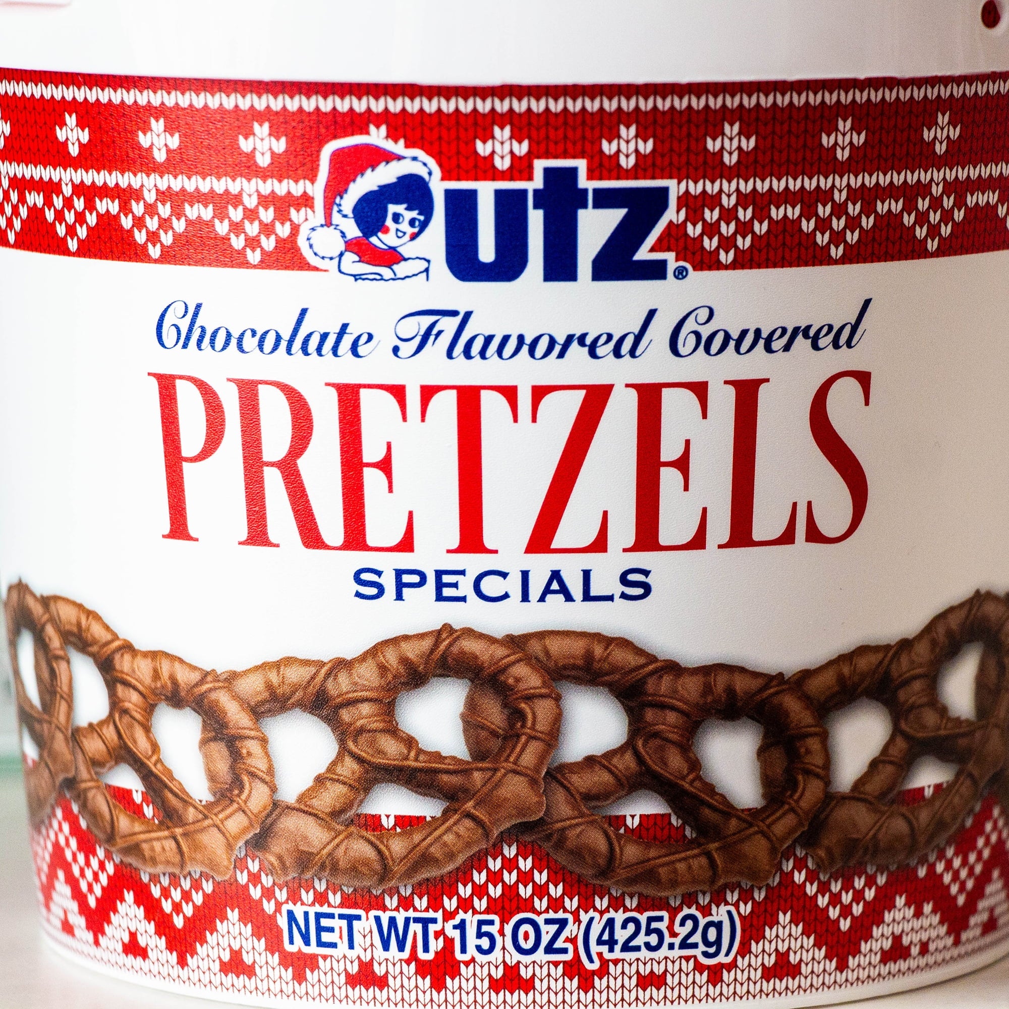 Chocolate Flavored Covered Holiday Pretzels (3, 15oz barrels) - Sweet and Salty Kettle Popcorn (1, 5.5oz) - 4 Items Total V481948