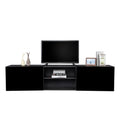Floating TV Stand with Shelf and Clamshell Doors H1027