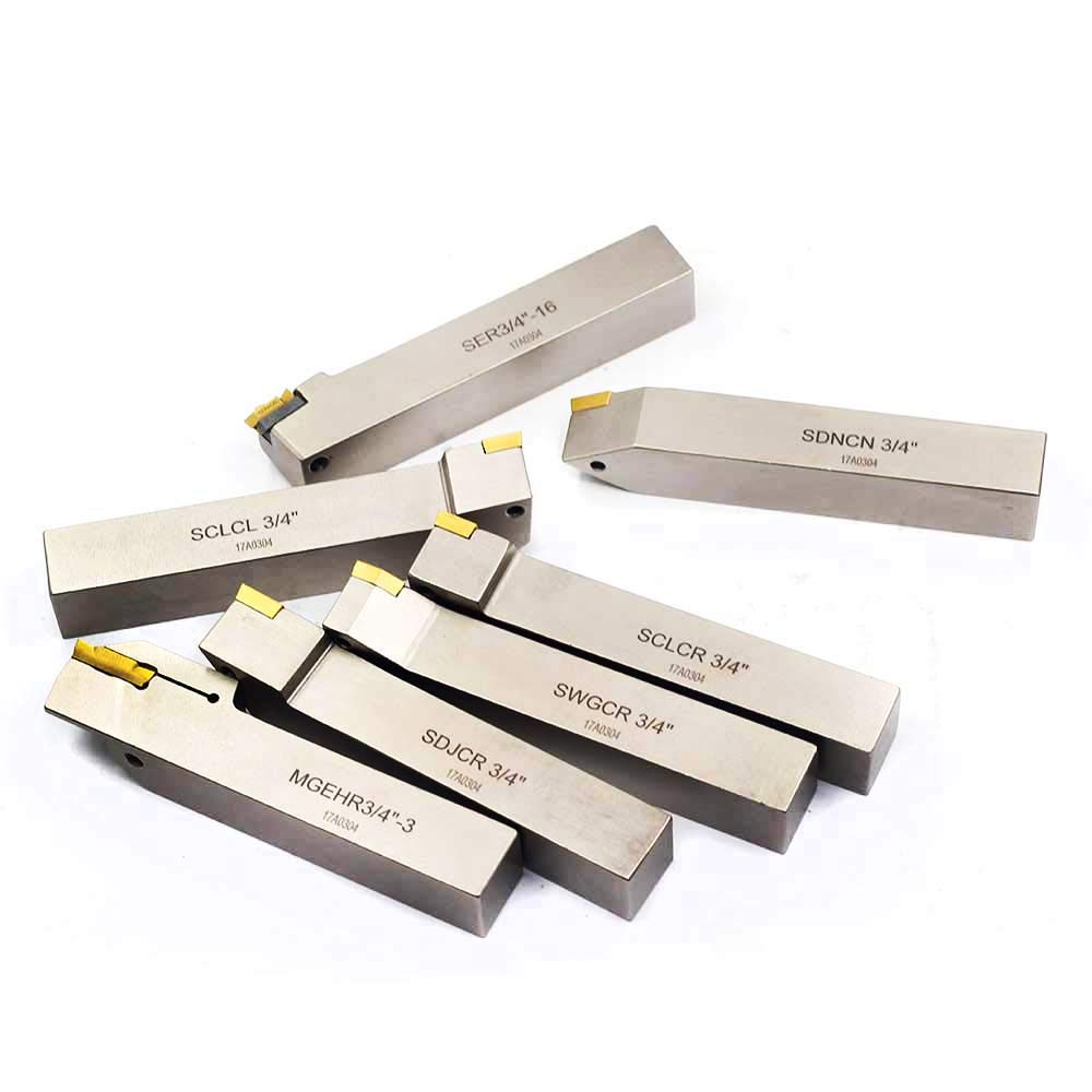 7 Pieces/Set Indexable Lathe Turning Tool Holder with Tin Coated Carbide Inserts Z118389