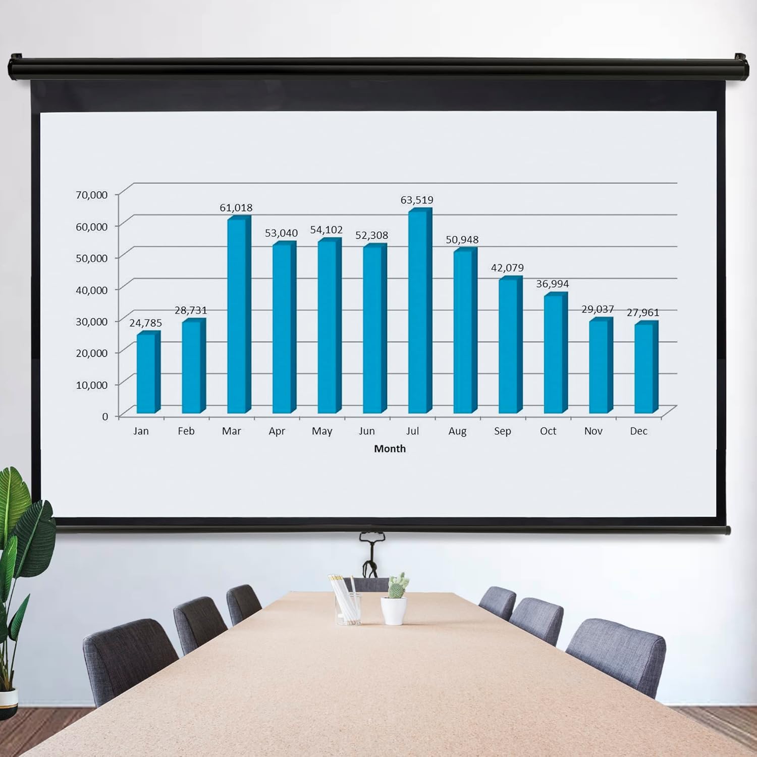 100 Inch 16:9 HD Pull Down Projector Screen S6459