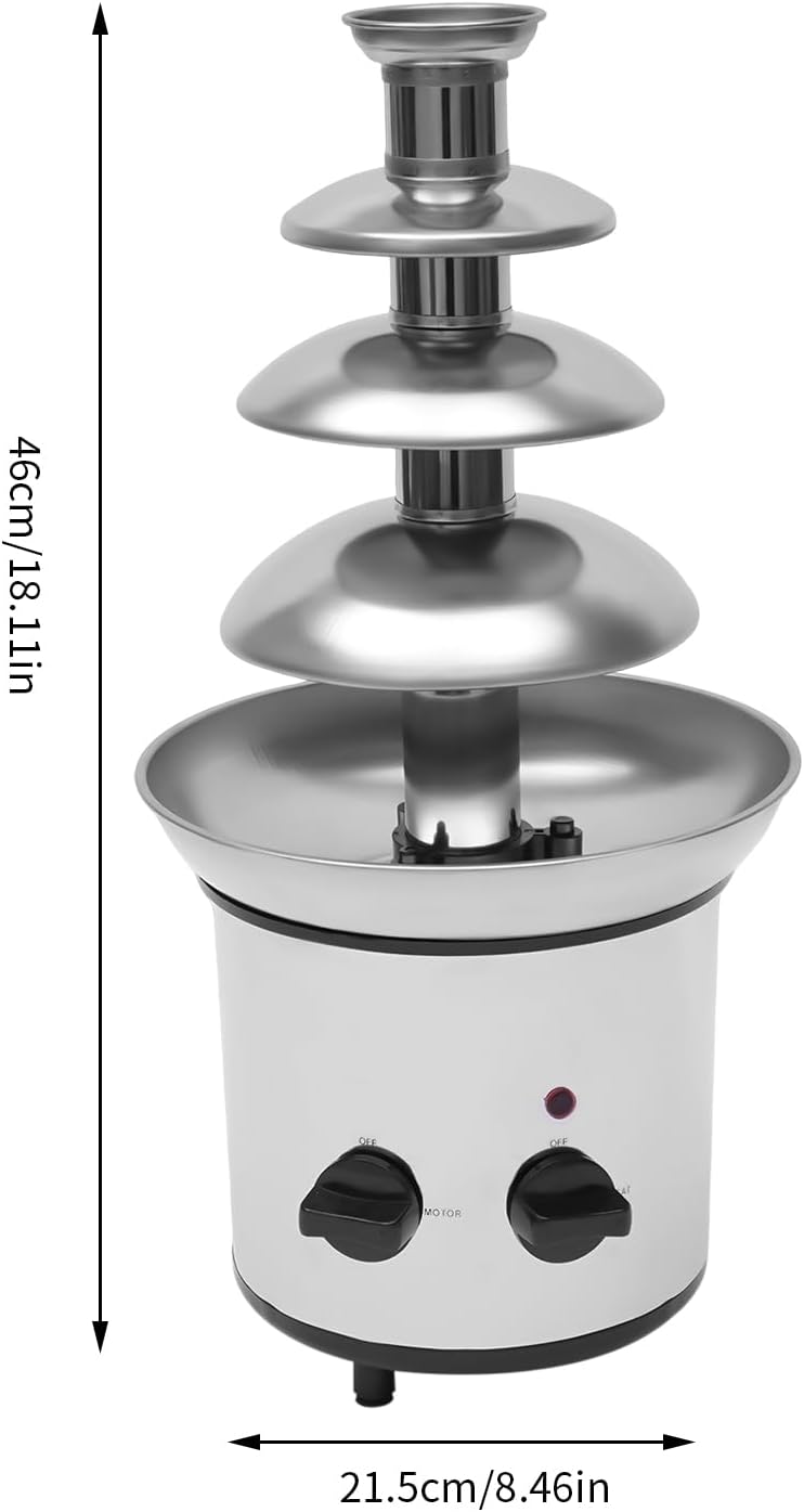 Stainless 4 Tier Electric Chocolate Fondue Fountain Machine 18.5-Inches Tall I82608