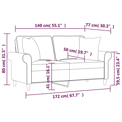 Dark Gray 47.2" Fabric 2-Seater Sofa V653841