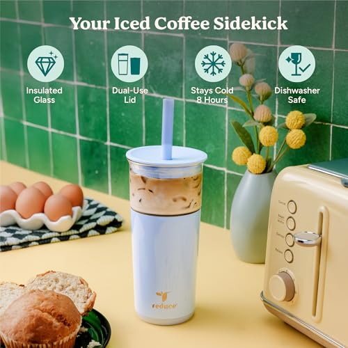 20 oz Vacuum Insulated Glass Tumbler with Lid & Straw K172