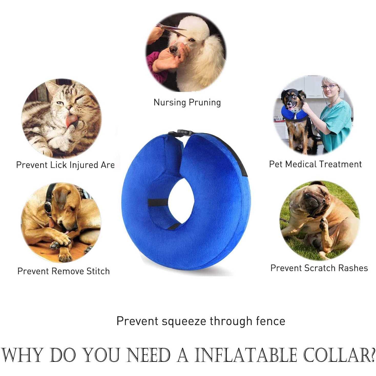 Protective Inflatable Cone Collar for Dogs and Cats C418