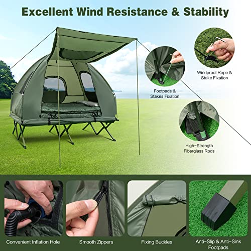 Tent Cot with Air Mattress, 2 Sleeping Bags, Carry Bag & Foot Pump G1745