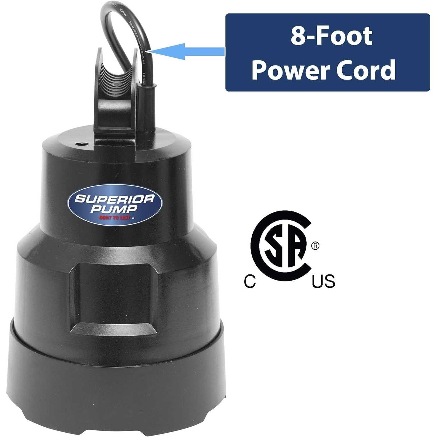 1/4 HP Submersible Thermoplastic Oil-Free Utility Pump T1415
