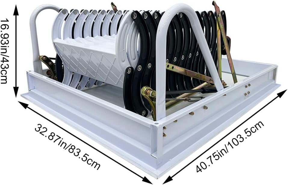 Black + White 9.84ft Adjustable Height Retractable Attic Ladder A139125