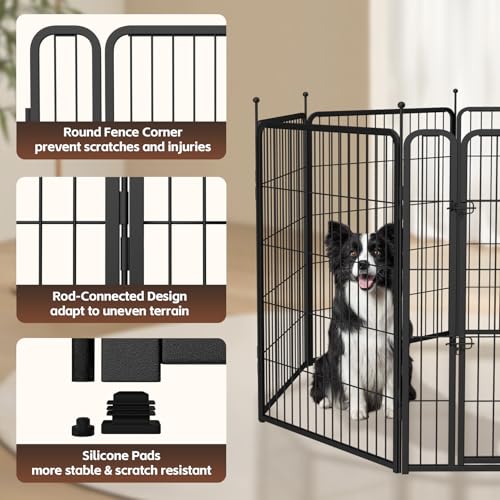 Heavy Duty Metal Dog Play Pen with Gate, 32" Height 8 Panels X5420