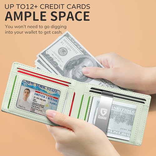Slim Leather Bifold Wallet with Money Clip H451