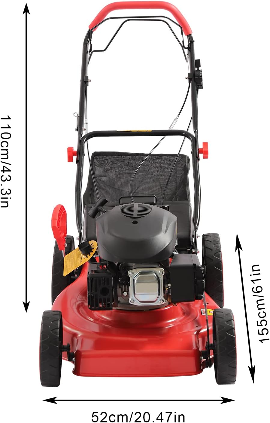 20-inch 173CC Self-Propelled Gas Push Lawn Mower with Bagger M1923