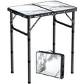 Folding Camping Table with Storage Net, 3 Adjustable Height Aluminum Small Portable Table with Carry Handle I408475