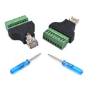 2-pack RJ45 Ethernet 8P8C Male to AV 8 Pin Screw Terminal Adapter Block Plug T3448