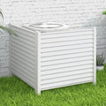 White Louvered Air Conditioner Fence 2 Panels H7568