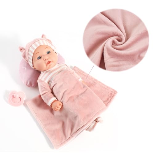 12'' Baby Doll Playset with Washable Doll Accessories Includes Carrier Bassinet Bed, Pacifier, Blanket, and Pillow F63906