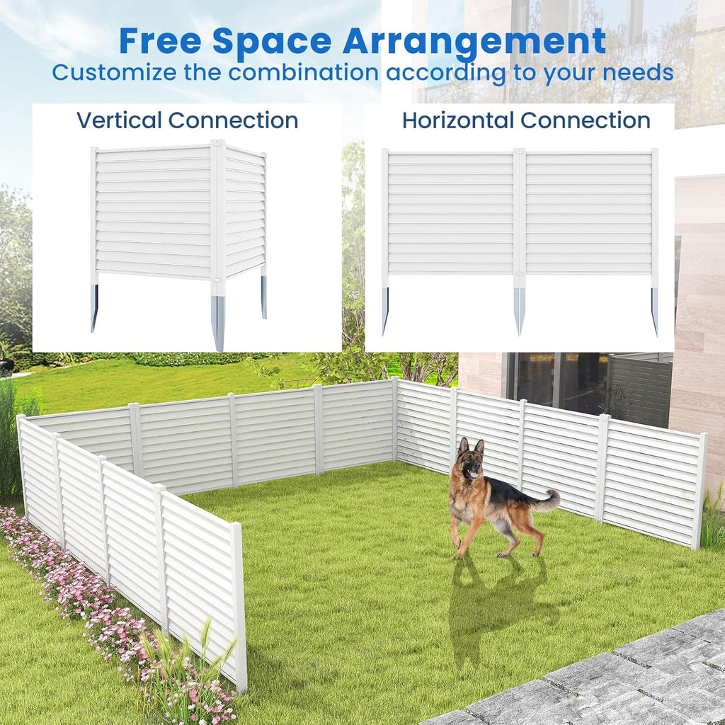 White Louvered Air Conditioner Fence 2 Panels H7568