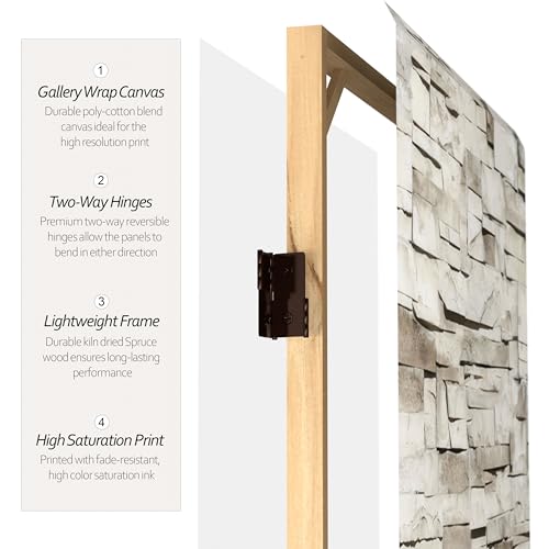 6 ft. Tall Double Sided Black & White Canvas Room Divider 3 Panel Freestanding Folding Privacy Screen S174