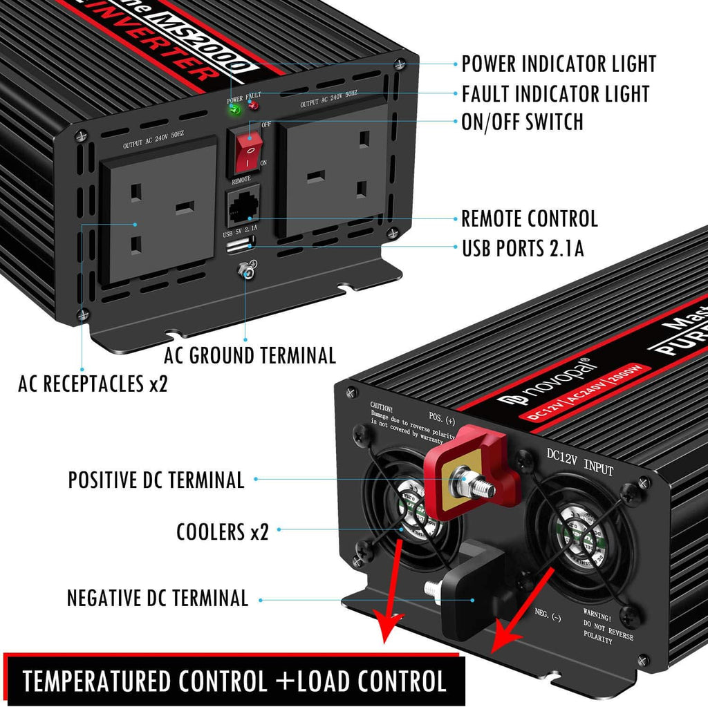 2000 Watt 24V DC to 110V AC Pure Sine Wave Power Inverter P358990