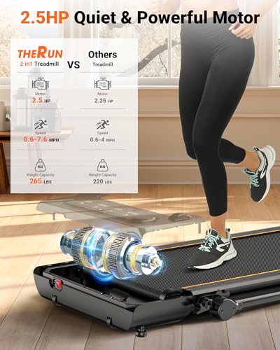 2 in 1 Under Desk Walking Pad Treadmill with LED Touch Screen W846