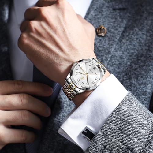 Two Tone Stainless Steel Diamond Analog Quartz Dress Wrist Watch T3386