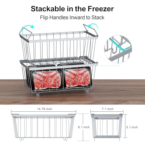 4 Pack Stackable Small Freezer Organizer Bins, White B599