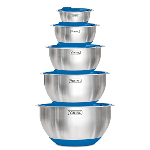 10 piece Stainless Steel Mixing Bowl Set with Silicone Base A95456