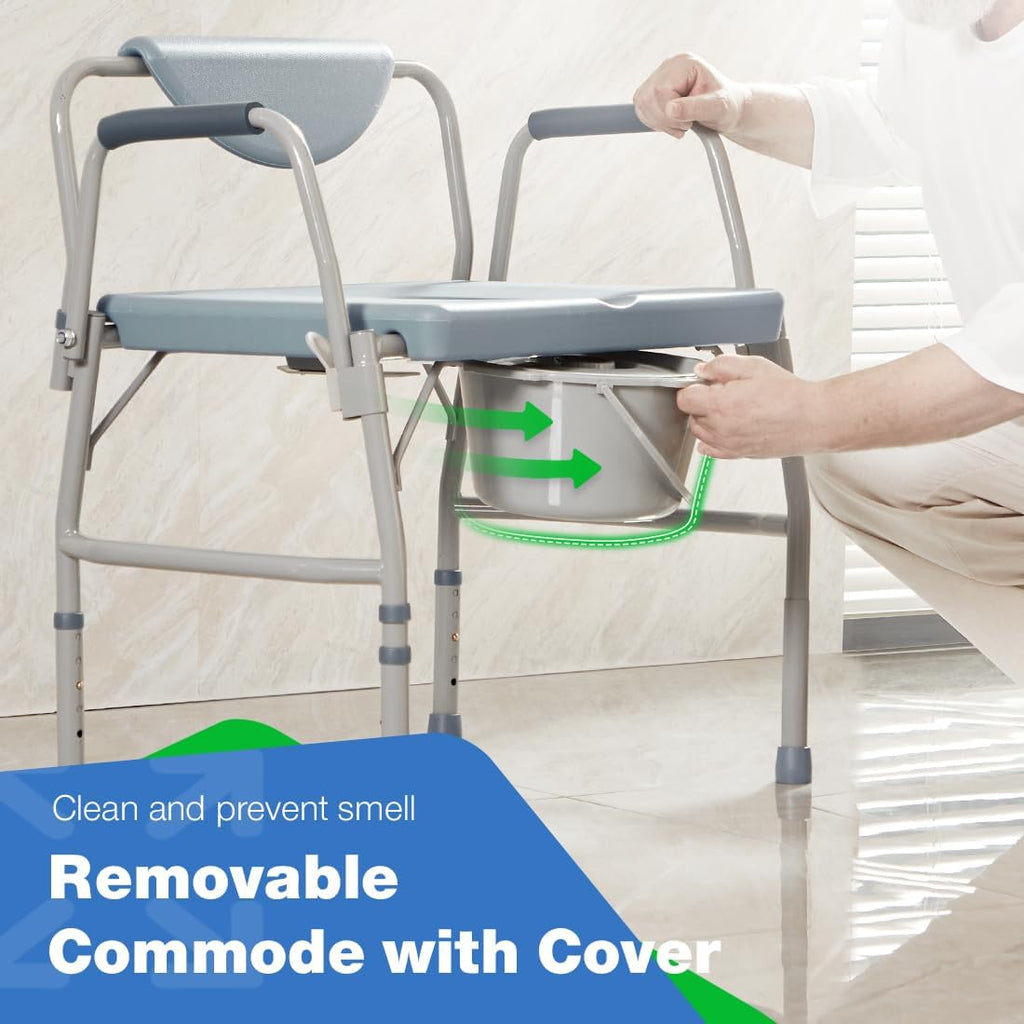 3 in 1 Bariatric Commode Chair with Extra Wide Seat I90189