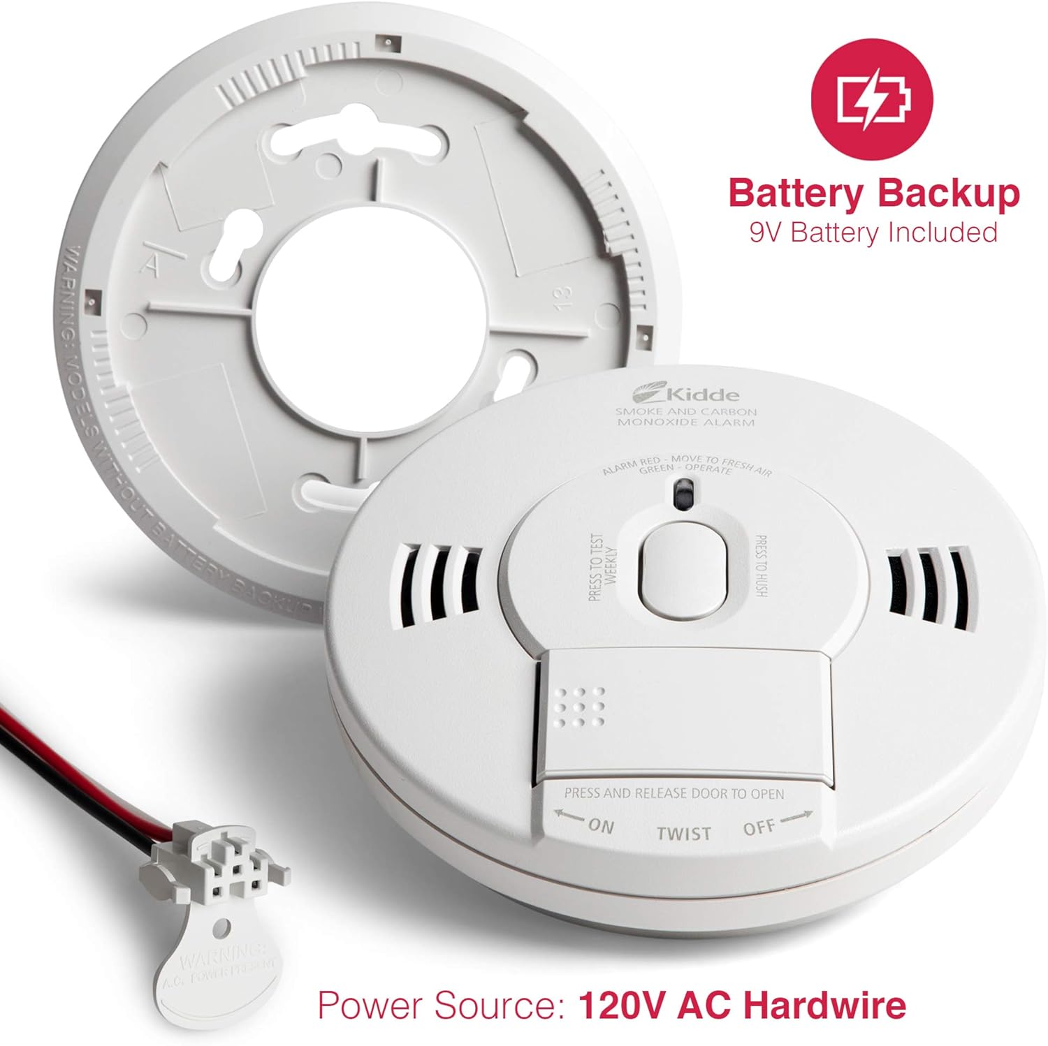AC Photoelectric Smoke and Carbon Monoxide Detector Alarm T959232