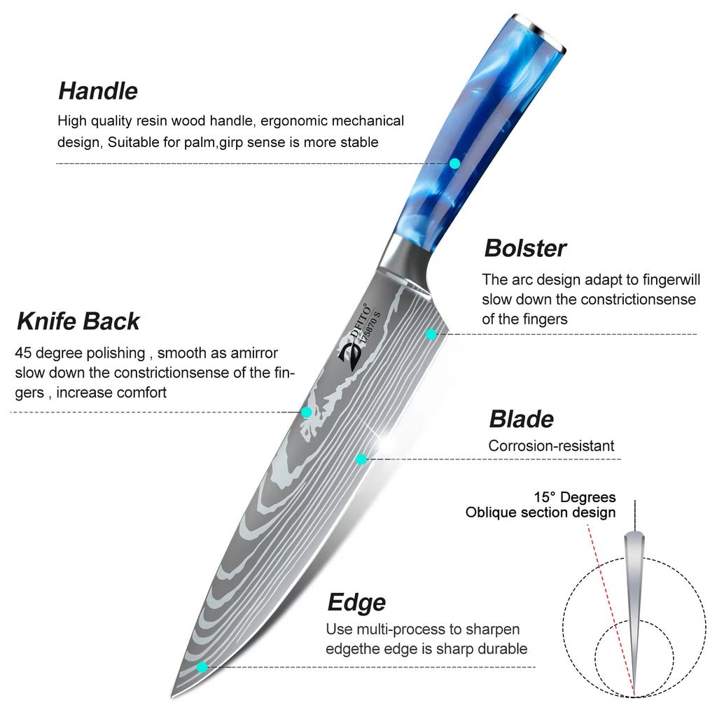 8 Pcs Stainless Steel Kitchen Knife Set K985155