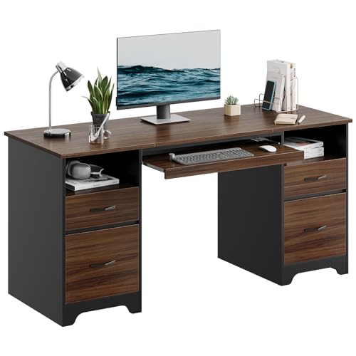 59" Computer Desk with 4 Drawers and File Drawer N74399