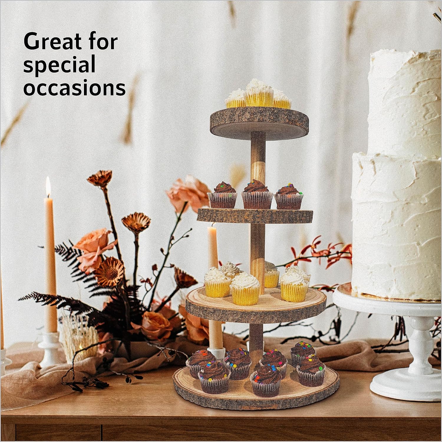 Wooden 4 Tier Rustic Cupcake Stand C167