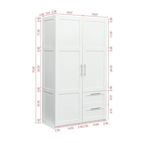 White Tall Kitchen Pantry Cabinet with 2 Doors and 2 Drawers A2132