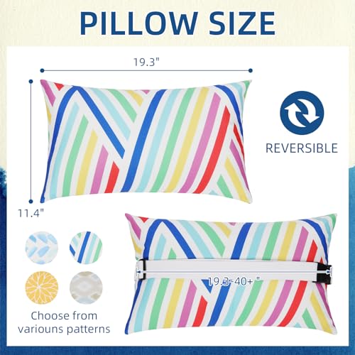 Yellow Blue Flower Waterproof Outdoor Lounge Pillow Set of 2 N831